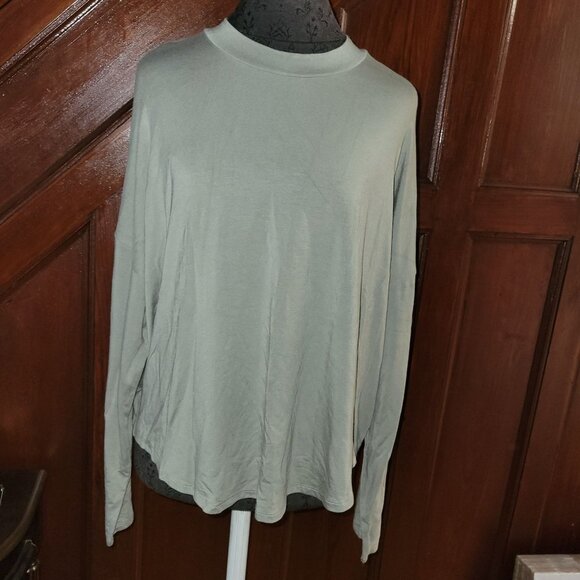 NWT Madewell Washed Olive Green Long Sleeve T Blouse XXL - Picture 1 of 4